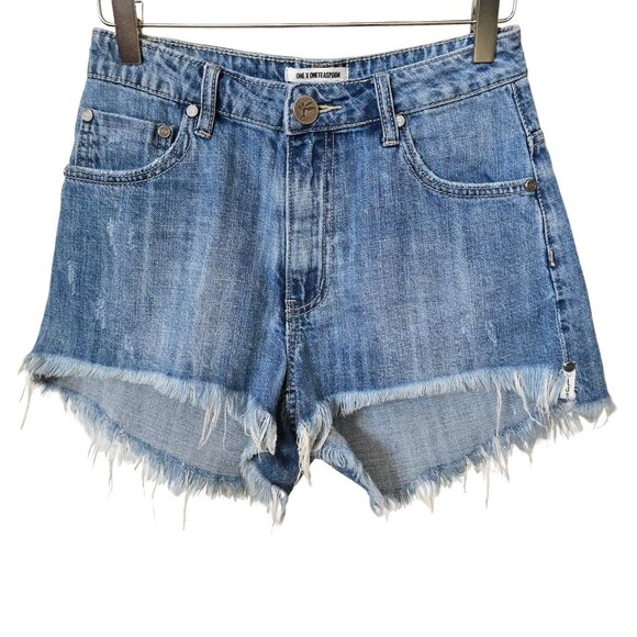One Teaspoon High Waist Bonita Distressed Cut Off Denim Jean Shorts